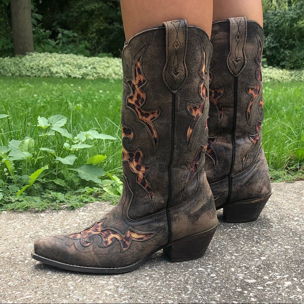 Leopard print cowboy boot